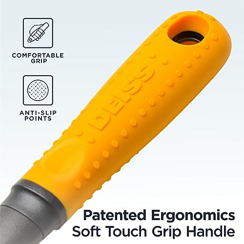 Deiss Pro Heavy Duty Can Opener Manual Smooth Edge, Handheld Can Opener With Soft Touch Handle, Rust Proof Safety Can Opener Oversized Handheld Easy Turn Knob, Best Large Lid Openers (ORANGE) - Image 3