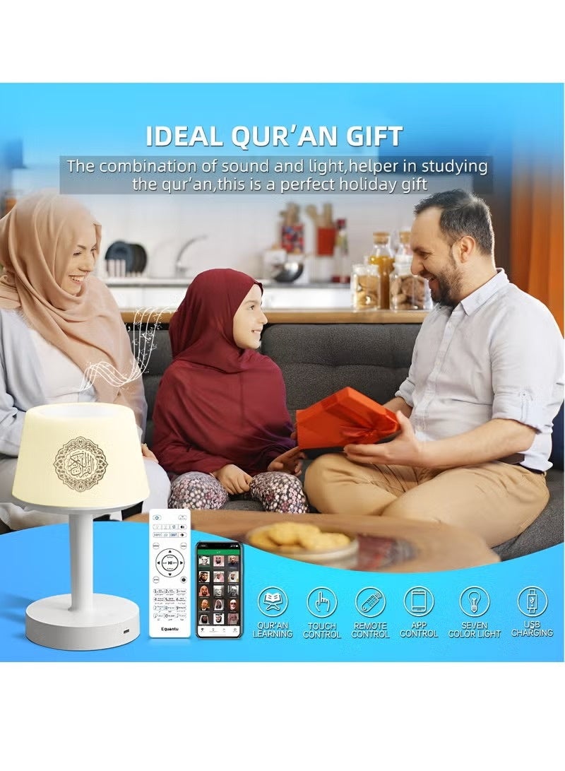 SQ-917 Bluetooth Quran Speaker with Touch Desk Lamp, 7-Color LED Light, 8GB Memory, 16 Reciters & 16 Language Translations, White - Image 5