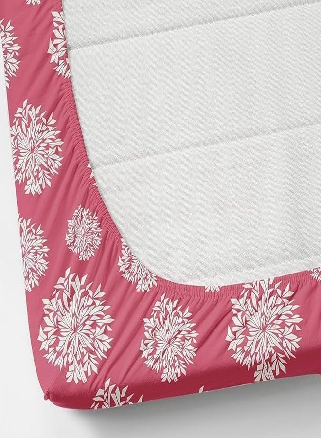 Delight Zone Glace Cotton 160TC Prime Collection King Size Elastic Fitted Double Bedsheet with 2 Pillow Covers - (Pink10) - Image 5