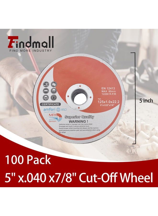 findmall 100 Pack 5"x.040"x7/8" Cut-Off Wheel - Metal & Stainless Steel Cutting Discs - Image 3