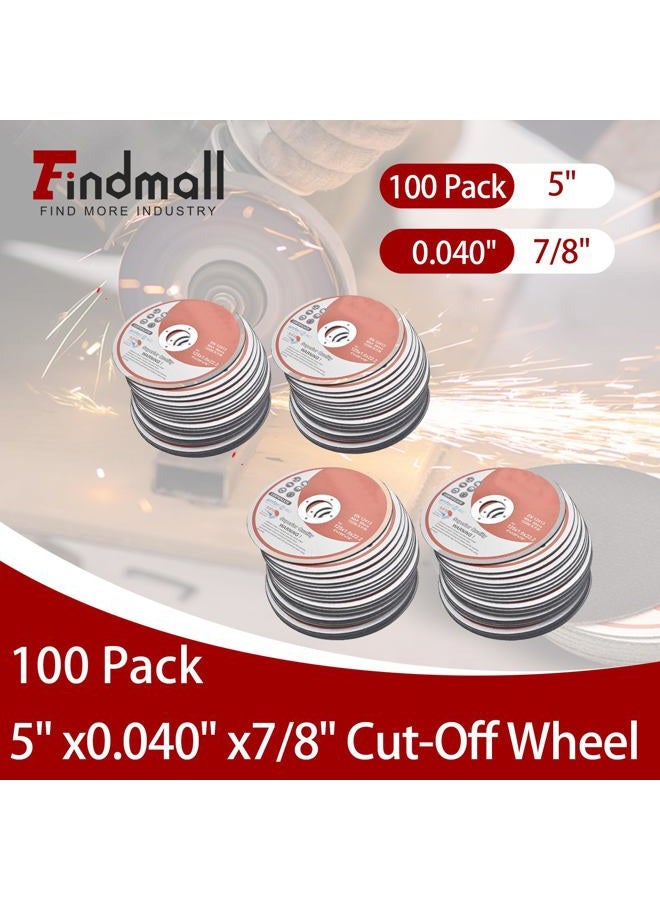 findmall 100 Pack 5"x.040"x7/8" Cut-Off Wheel - Metal & Stainless Steel Cutting Discs - Image 2