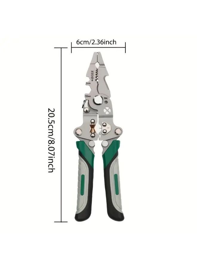 1pc Heavy Duty Folding Wire Stripping Pliers Multifunctional Tool with Cutter Stripper Crimper - Image 3