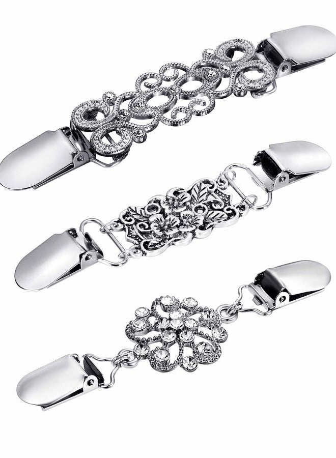 Jetec 3 Pcs Vintage Dress Cinch Clothes Clips Shirt Clips Sweater Cardigan Shawl Clips for Women Girls Brooch Clips, 3 Style(Trendy Style) - Image 1