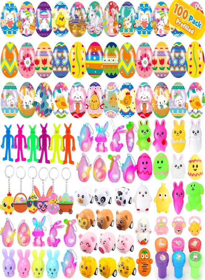 PLOUGVI 100 Pcs Prefilled Easter Eggs with Toys, Filled with Toys Party Favors for Kids Boys Girls Easter Eggs Hunt, Basket Stuffers Fillers, Classroom Prize Supplies - Image 1