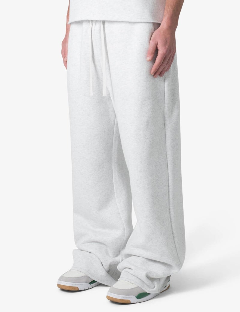HeSaYep Men's Baggy Sweatpants Wide Leg Fleece Lined Lounge Sweat Pants Winter Thermal Cotton Athletic Pants Open Bottom Straight Leg Workout Pants with Pockets White Grey L - Image 3