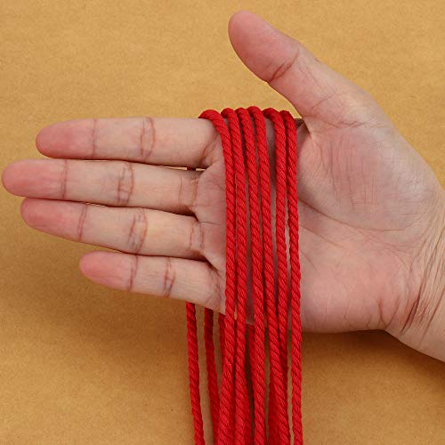 HOMEBOBO Macrame Cord 3mm x 328Yards, Colored Natural Cotton Macrame Rope - 3 Strands Twisted Colorful Macrame Cotton Cord for Wall Hanging, Plant Hangers, Crafts, Gift Wrapping and Wedding Decorations, Red - Image 4
