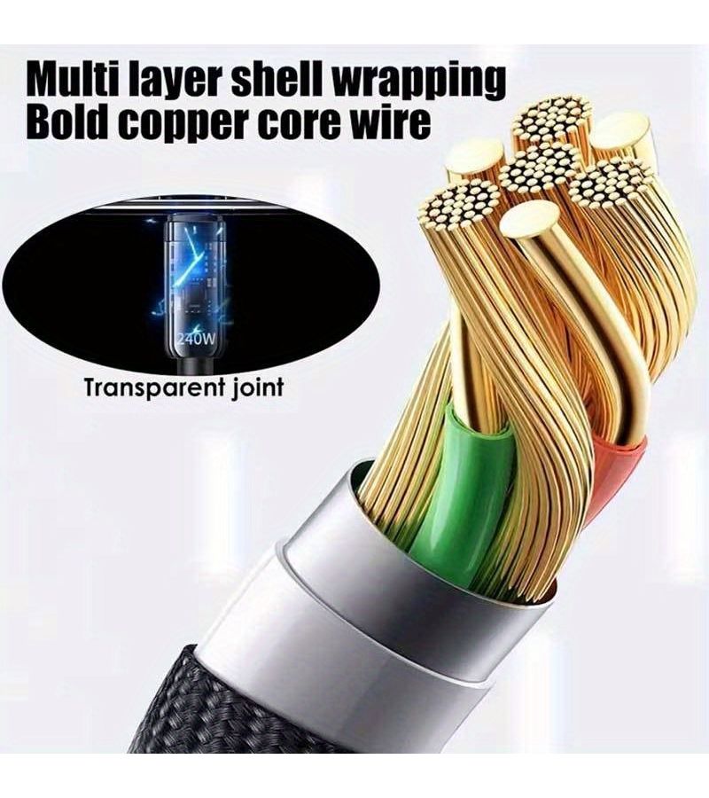 Black 240W Super Fast Charging Cable with LED Digital Display 39.37in - Image 5