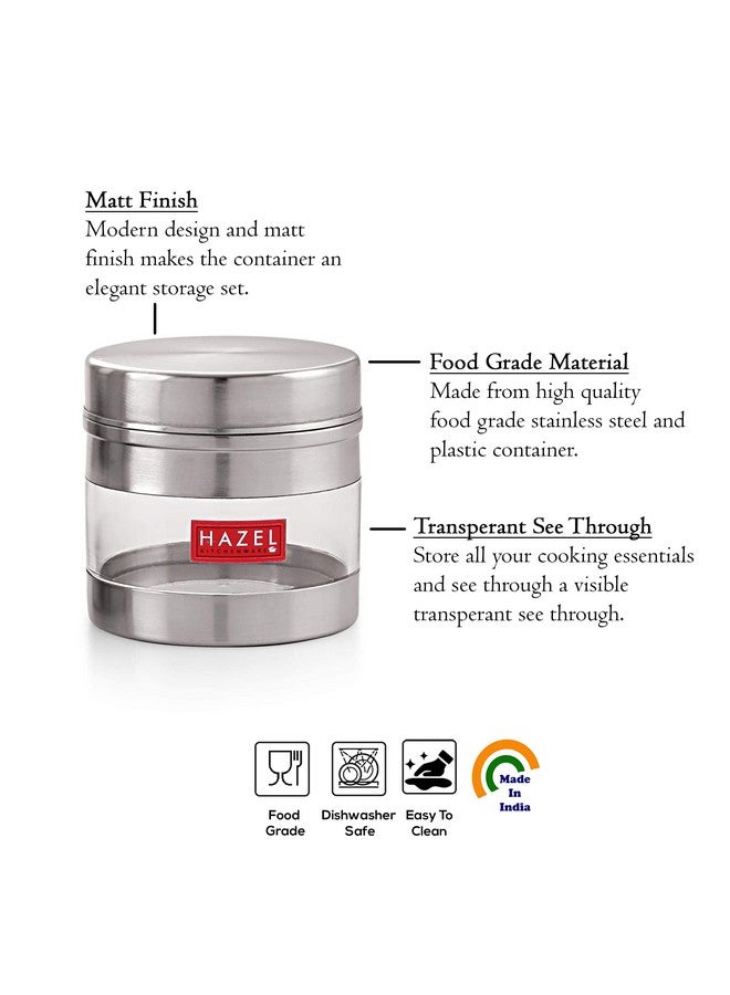 Hazel حاوية بهارات هازيل من الفولاذ المقاوم للصدأ | 350 مل صناديق بهارات شفافة للمطبخ | حاوية صغيرة شفافة للتوابل | صندوق ملون بلمسة نهائية غير لامعة، مجموعة من 6 - Image 5