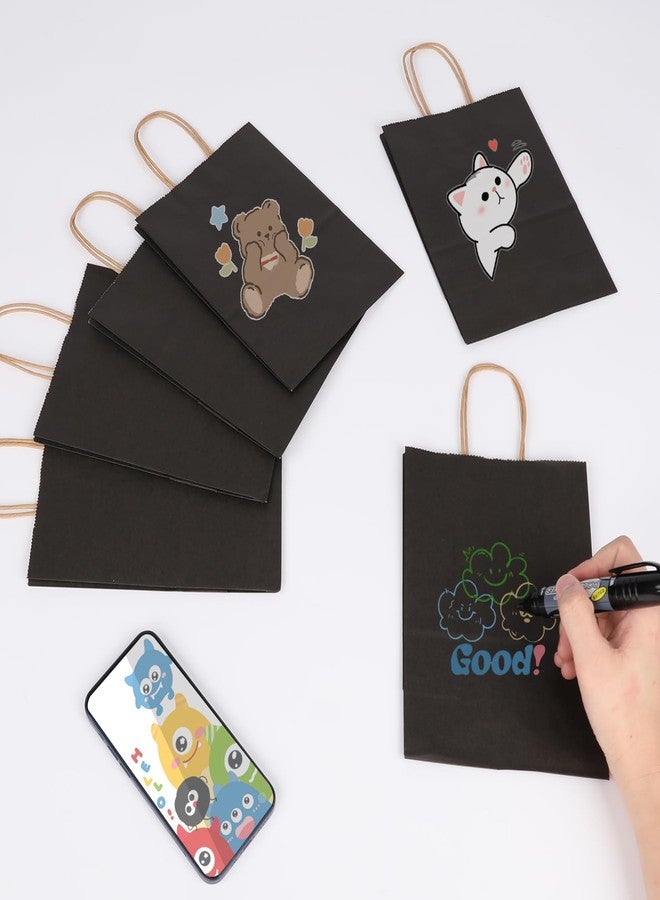 Joybe 50 Pack 5.95x3.25x8 Inch Small Black Paper Bags with Handles Bulk, Kraft Paper Gift Bags for Birthday Party Favors Grocery Retail Shopping Business Goody Merchandise Craft Blank Sacks (50pcs) - Image 5