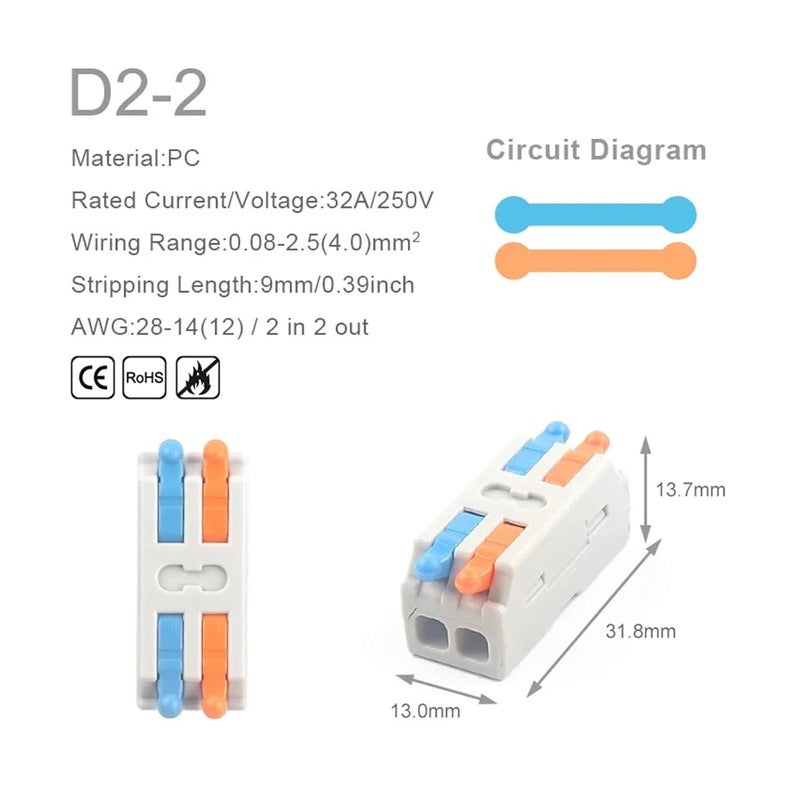 Mini Quick Wire Connector 2 3 Pin Push In Terminal Block 5pcs D2 2M - Image 2