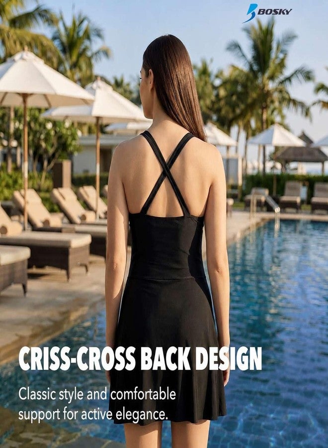 BOSKY Black Athletic One Piece Swimsuit, Padded Support, UPF 50+ Poolwear - Image 5