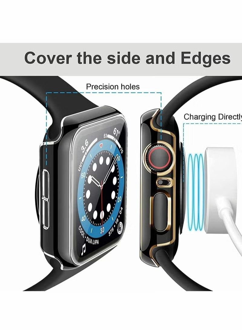 2 Pcs Case Compatible with Watch 40mm Bumper Built in Tempered Glass Screen Protector Protective Cover for iWatch Series SE 6 5 4 Women Men (40mm)  - Image 3