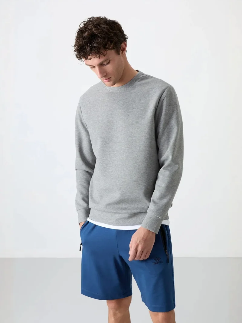 TOMMYLIFE TOMMY Men's Plain Crew Neck Sweatshirt