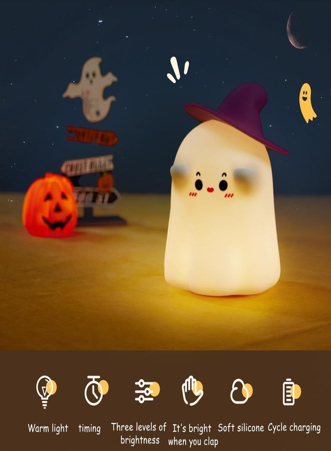 AGEK Ghost Night Light, Halloween Decor Cute Kids Night Light Magician Lamp Silicone Nightlight Rechargeable Table Lamp Dimmable Nursery Baby Nightlights Room Decor Christmas Halloween Gifts Cool Gadgets - Image 2