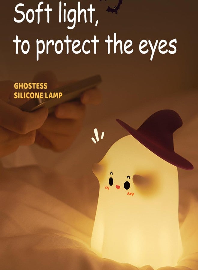 AGEK Ghost Night Light, Halloween Decor Cute Kids Night Light Magician Lamp Silicone Nightlight Rechargeable Table Lamp Dimmable Nursery Baby Nightlights Room Decor Christmas Halloween Gifts Cool Gadgets - Image 5