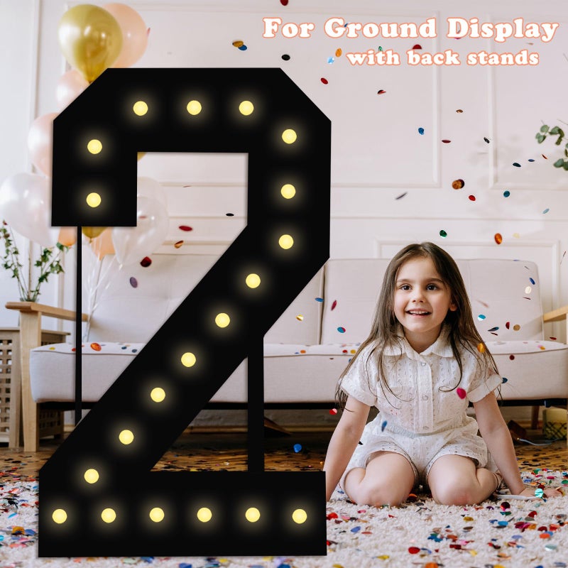 LOBOOM 4FT Marquee Light Up Numbers, Black Giant Marquee Number Big Mosaic Number for 60th Birthday Party Decorations Backdrop 60 Anniversary Decor, Pre-Cut Frame Large Number 60 - Image 5