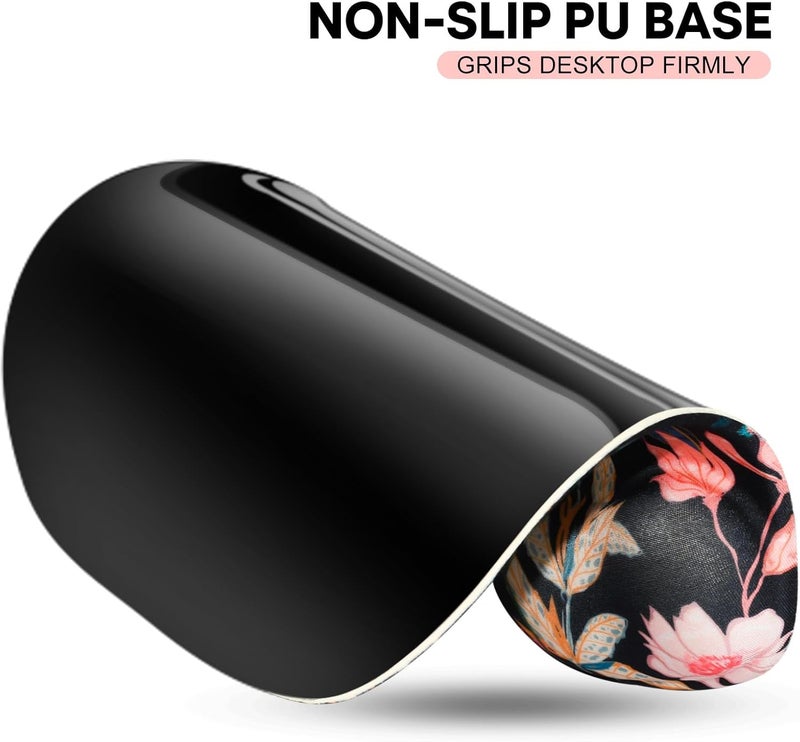 JIKIOU Mouse Pad, 2 Pack Ergonomic Mouse Pads with Comfortable Gel Wrist Rest Support and Smooth Cloth, Non-Slip PU Base for Easy Typing Pain Relief Durable and Easy to Clean Small Black Flowers - Image 5