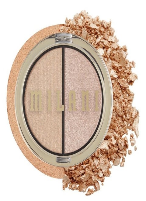 Milani Highlighter Duo - Makeup Palette 120 Power Up, Includes Cream Highlighter and Powder Highlighter, Face Illuminator Makeup Kit