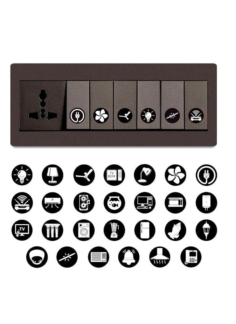 Accessorize Kingdom - Switch Board Stickers Black and White | Switch Id Sticker Vinyl Labels 3-A4 Sheets for Electric Board Appliances Including 27 Designs in Total 495 Stickers for Switches, Self Adhesive - Image 1