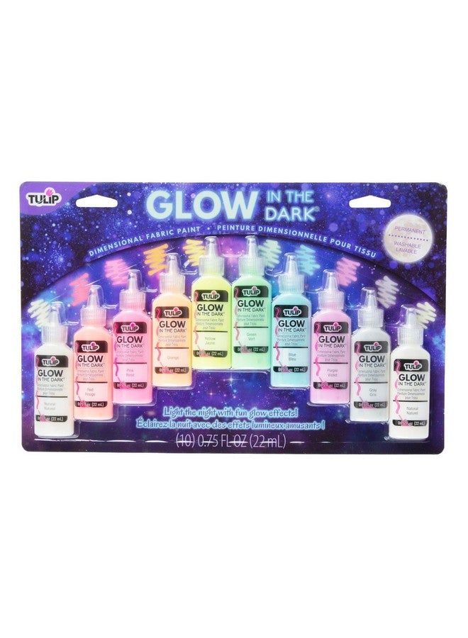 Tulip Glow in the Dark Dimensional Fabric Paint, Permanent DIY Fashion Art, Multi-Surface Craft Paint, Great for Costumes, Pumpkins, Decor, Pack of 10 - Image 1
