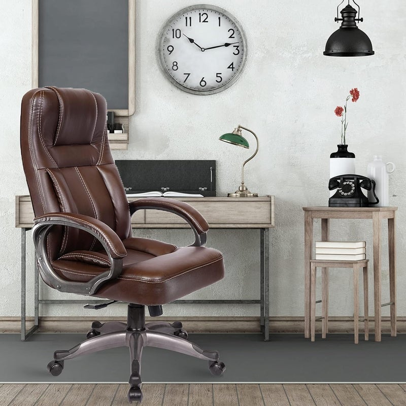 Rose ROSE 297 Executive High Back Office Chair  3Years Warranty Included  Premium Faux Leather  Heavy Duty Metal Base Brown  - Image 1