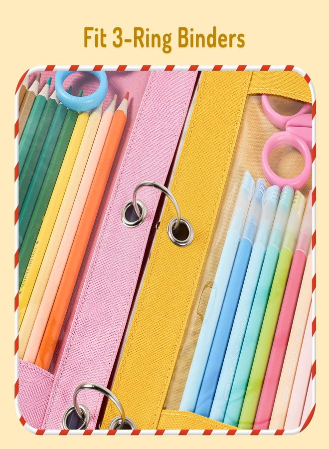 Forvencer Pencil Pouch for 3 Ring Binder, Large Pencil Case Pouch with 3 Reinforced Grommets, Pen Bag, Clear Window Pencil Case, Binder Accessories, Lavender - Image 3