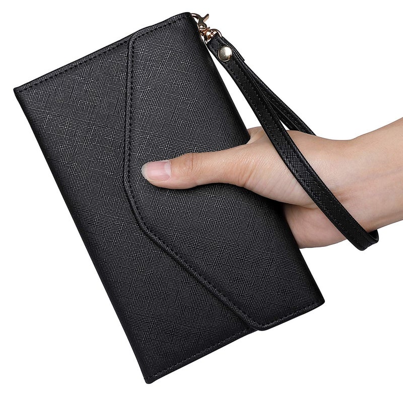 ZOPPEN حامل جواز السفر والمحفظة للسفر ZOPPEN (الإصدار 5) للنساء مع حماية RFID متعددة الاستخدامات، غطاء جواز السفر، منظم مستندات مع حزام، أسود - Image 5