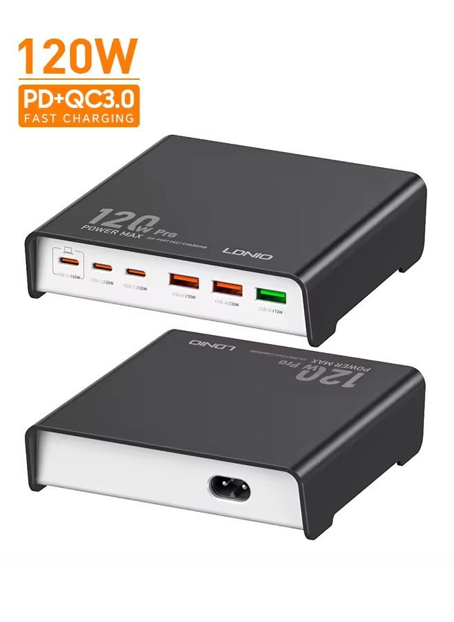 120 واط 6 منافذ USB C محطة شحن متعددة المنافذ نوع C شاحن سطح المكتب السريع لأجهزة iPhone اللوحية Macbook والكمبيوتر المحمول - pzsku/Z3EB38A9E5CB8BDF4AA2CZ/45/_/1715182712/baca900d-de24-46d0-8f93-99c5bce655c9