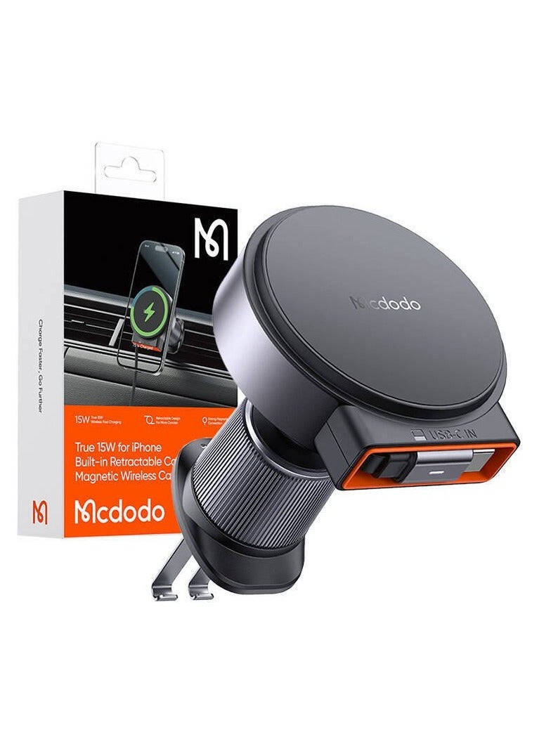 Mcdodo CH-3000 Wireless Car Charger with Retractable USB-C Cable 15W - Image 1