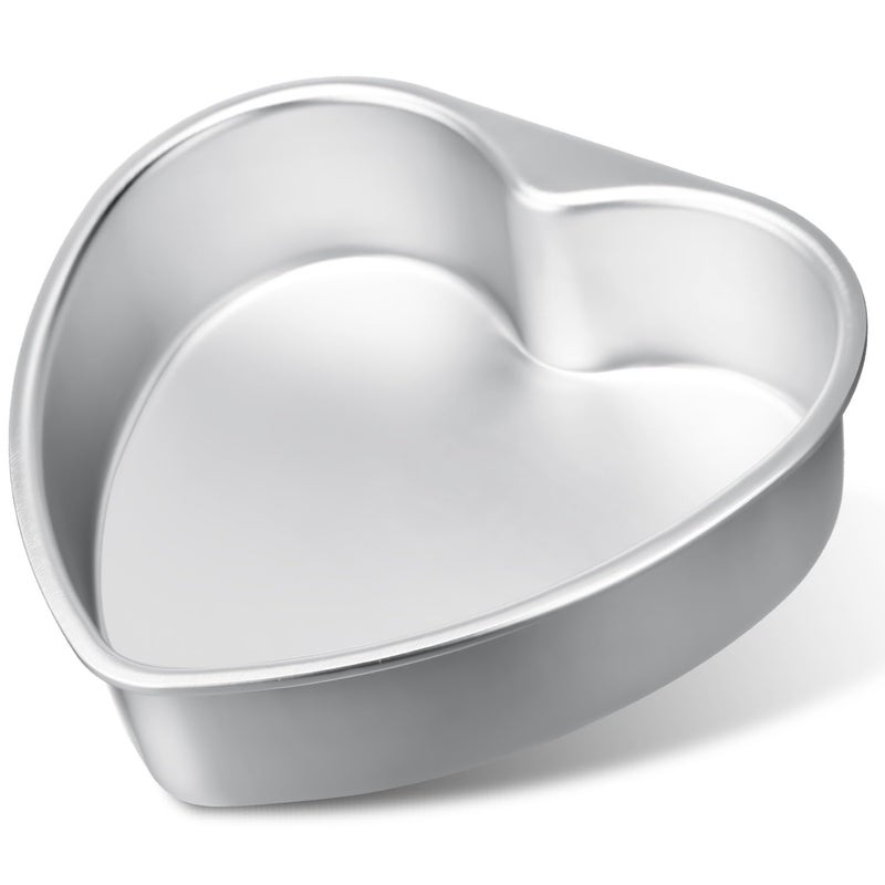 Nuogo 8 Inch Heart Shaped Aluminum Cake Pan Heart Shaped Baking Pan DIY Baking Cake Mold Tool for Valentine Weddings Birthday Party - Image 1