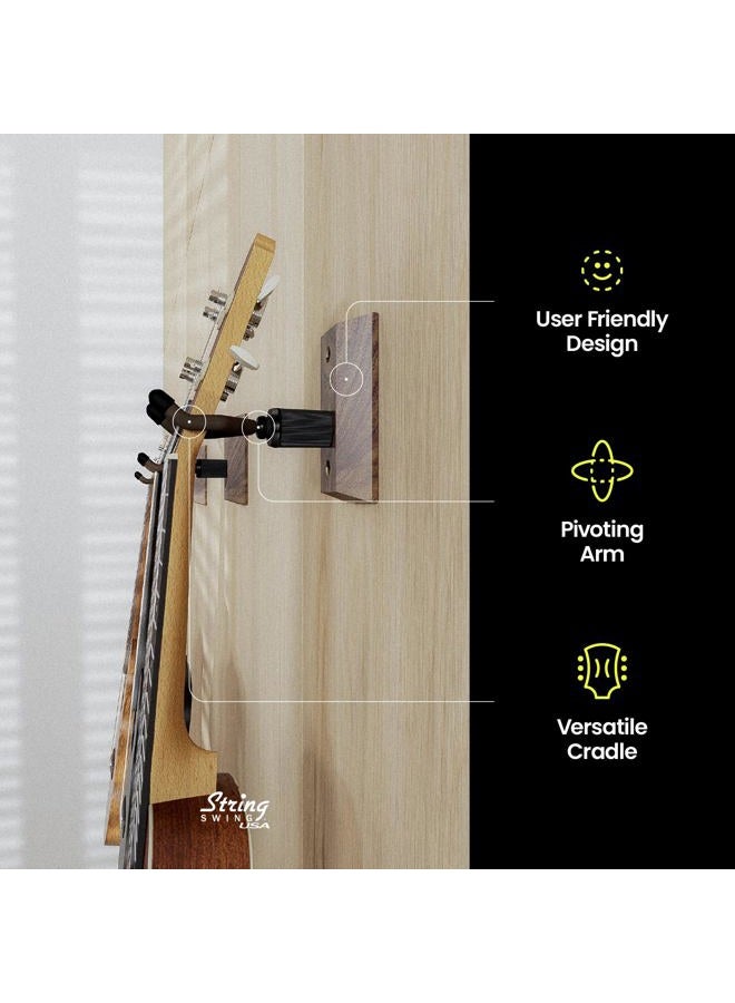 String Swing Ukulele Hanger Wooden Wall Mount Made in the USA or Mandolin Hanger - Black Walnut - CC01UK-BW - Image 4