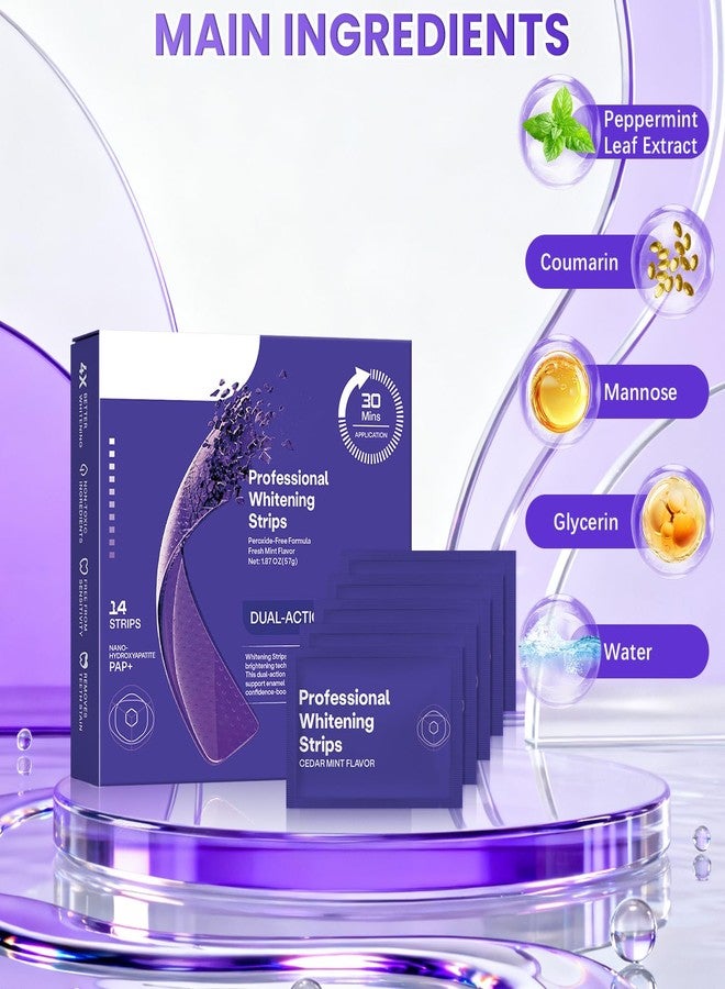 2PCS Purple Teeth Whitening Strips, Enamel Safe for Sensitive Tooth, Teeth Whitening Strips, Daily Formula for Surface Stain Reduction & Natural Shine, Portable Whitening Strips (14 Strips) - Image 4