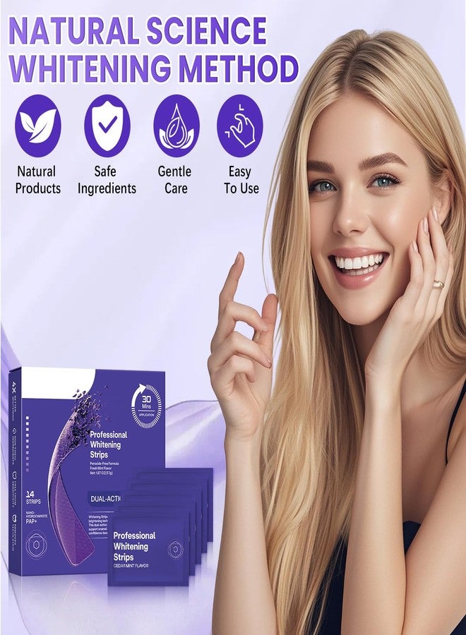 2PCS Purple Teeth Whitening Strips, Enamel Safe for Sensitive Tooth, Teeth Whitening Strips, Daily Formula for Surface Stain Reduction & Natural Shine, Portable Whitening Strips (14 Strips) - Image 2