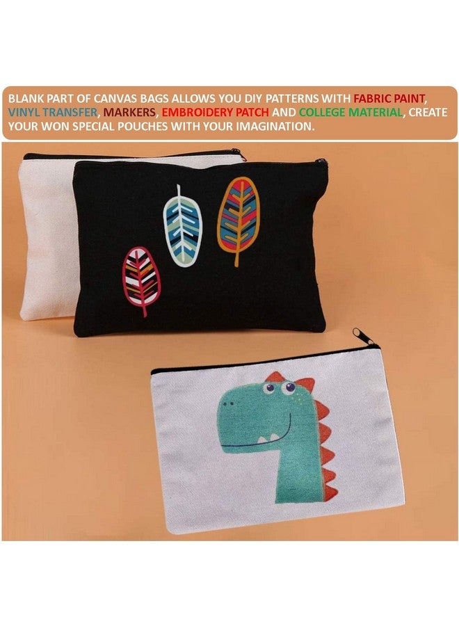 ليفي حقيبة مستحضرات تجميل من القماش من Lify DIY Craft Blank Bag مزودة بسحاب - حقيبة أقلام متعددة الأغراض من القماش القطني وحقيبة مستحضرات تجميل للسفر، حقيبة أنيقة ومتينة مزودة بسحاب - عبوة من 12 قطعة - Image 5