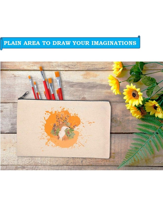 ليفي حقيبة مستحضرات تجميل من القماش من Lify DIY Craft Blank Bag مزودة بسحاب - حقيبة أقلام متعددة الأغراض من القماش القطني وحقيبة مستحضرات تجميل للسفر، حقيبة أنيقة ومتينة مزودة بسحاب - عبوة من 12 قطعة - Image 4