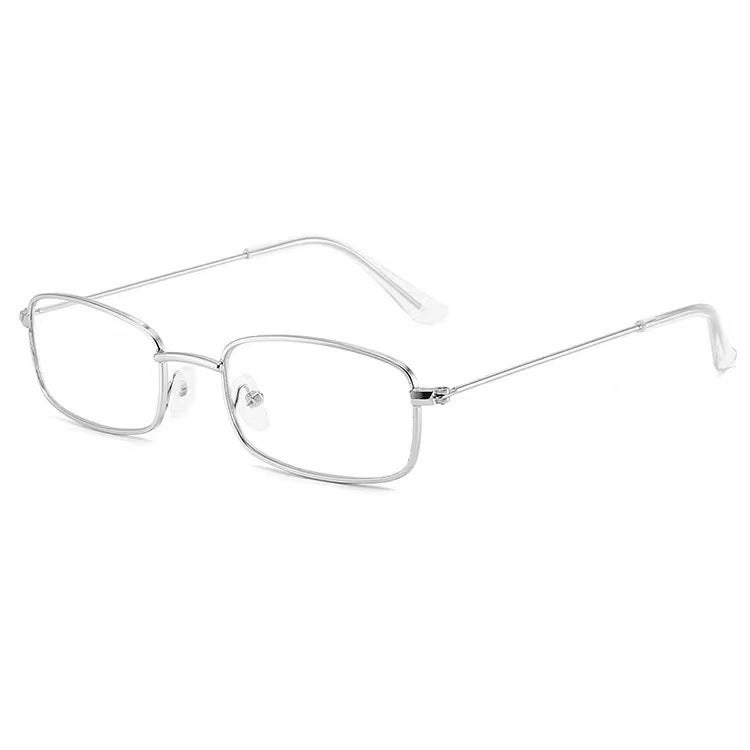 Generic Retro Square Sunglasses Metal Frame Unisex Fashion Silvery white sheet 
