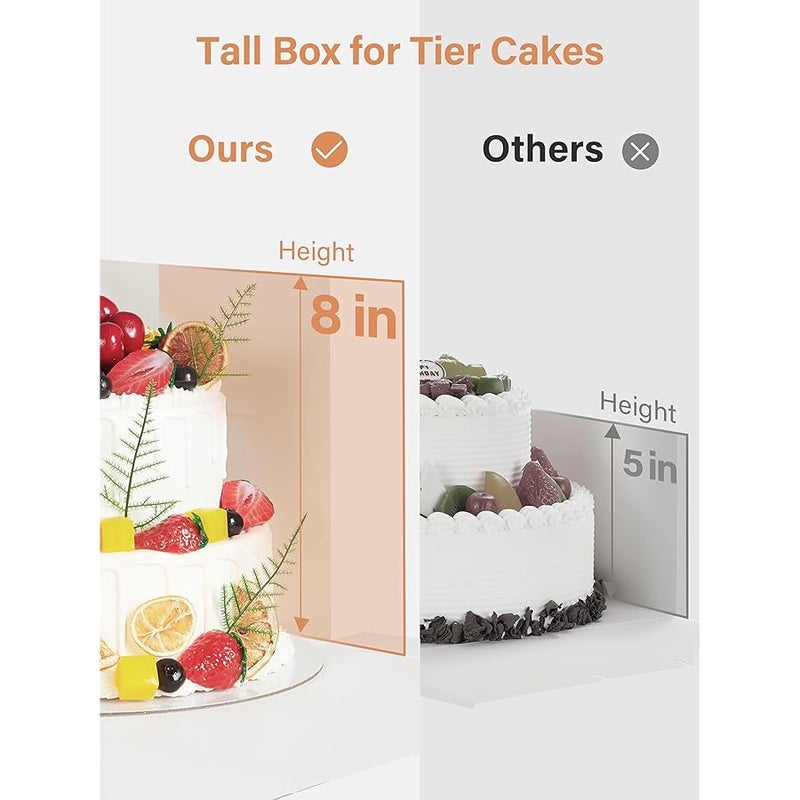 Kootek Cake Boxes and Boards Set (10 boxes & 10 boards) - 10x10x8 Inches White Bakery Boxes with Window for Multi-Layer Cakes and Cake Decorating - Image 3