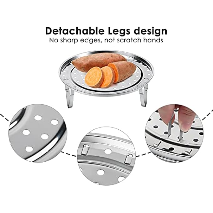 DS.DISTINCTIVE STYLE Steamer Rack 85 Inches 304 Stainless Steel Steaming Rack Steam Tray With Removable Legs For Steamer Cookware Instant Pressure Cooker MultiFunctional Steamer Basket - Image 4