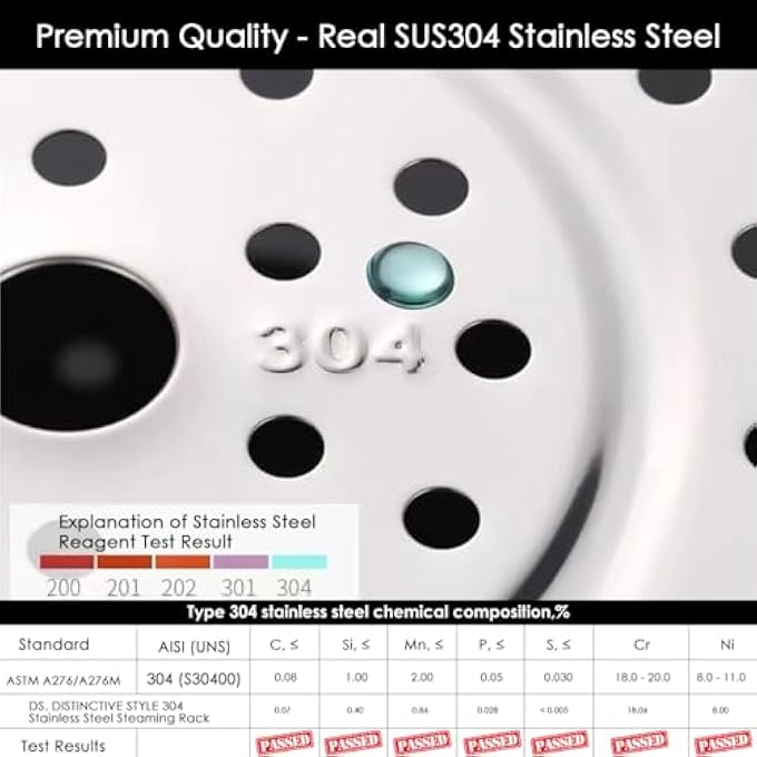 DS.DISTINCTIVE STYLE Steamer Rack 85 Inches 304 Stainless Steel Steaming Rack Steam Tray With Removable Legs For Steamer Cookware Instant Pressure Cooker MultiFunctional Steamer Basket - Image 2