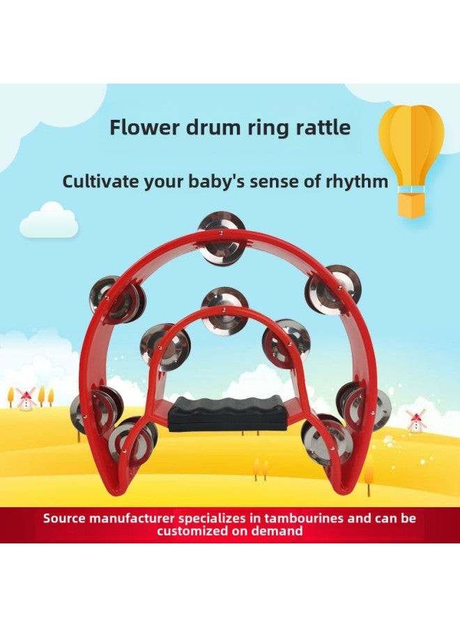 Flower Drum Ring Rattle Orff Percussion Hand Rattle Children's Musical Instruments Music Early Education Musical Instruments-Color:Green - Image 2