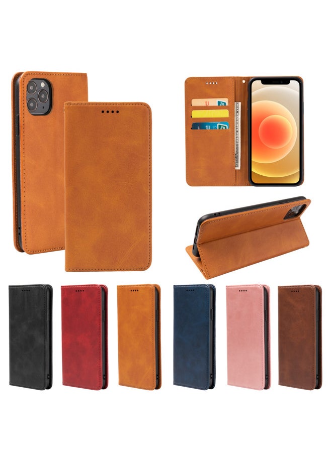 Generic - Business Style Magnetic Card Slot Stand Cover For Google Pixel 7a Made Premium Buffalo Leather Protective Case-Color:Red-Applicable Model:Google Google Pixel 7 Pro - Image 1