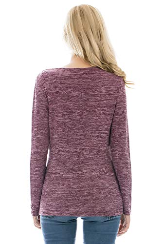 Bearsland Women's Maternity Clothes Long Sleeves Breastfeeding Shirts and Nursing Top,blackgrayred,M - Image 5