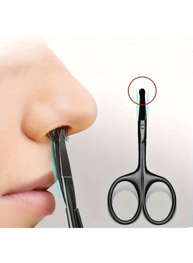 1pc Black Professional Round Nose Hair Clippers Unisex Ergonomic Handle Durable Facial Hair Trimming Tool - Image 1