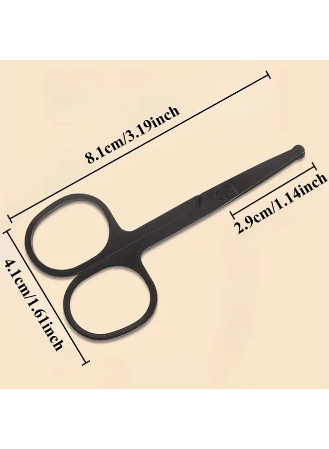 1pc Black Professional Round Nose Hair Clippers Unisex Ergonomic Handle Durable Facial Hair Trimming Tool - Image 5