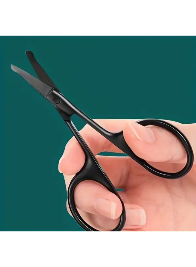 1pc Black Professional Round Nose Hair Clippers Unisex Ergonomic Handle Durable Facial Hair Trimming Tool - Image 4