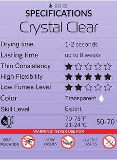 Stacy Lash Crystal Clear Eyelash Extension Glue Stacy Lash (0.17fl.oz/5ml)/1 Sec Drying Time/Retention – 8 Weeks/Transparent Adhesive/Professional Supplies  - Image 3