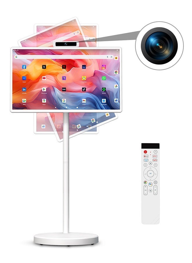 VLH Smart Portable TV On Wheels, Cordless Rolling TV 32″ FHD 1080P Portable Smart tv with WiFi, Mobile Tablet Touch Screen Portable Monitor Built-in 38400mAh Battery Operated Camera, Touchscreen TVs - Image 1