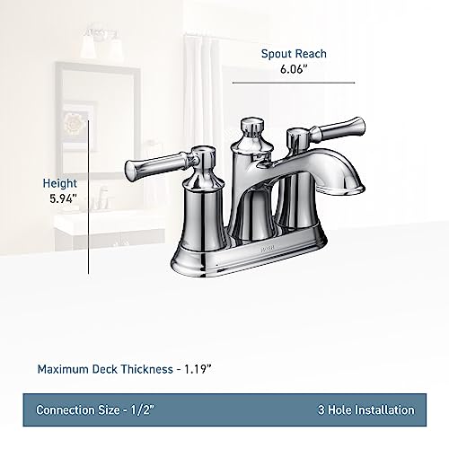Moen Dartmoor Chrome Traditional Two Handle Centerset Bathroom Sink Faucet, 6802 - Image 5