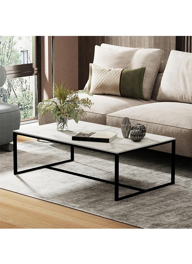 Generic - Sintered Stone Coffee Table Modern Center Table for Living Room Sofa Side Table Set with Metal Frame Corner Tea Table Furniture for Home Storage Decor - Image 1