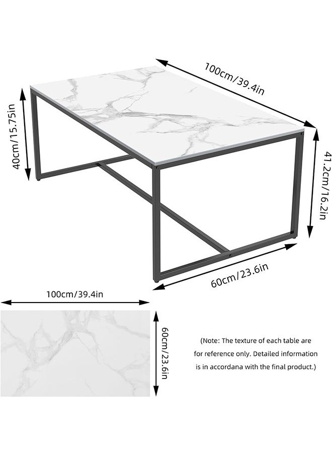 Generic - Sintered Stone Coffee Table Modern Center Table for Living Room Sofa Side Table Set with Metal Frame Corner Tea Table Furniture for Home Storage Decor - Image 1